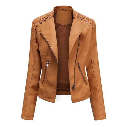 Chic Feminine Leather Coat - MANDOTOS