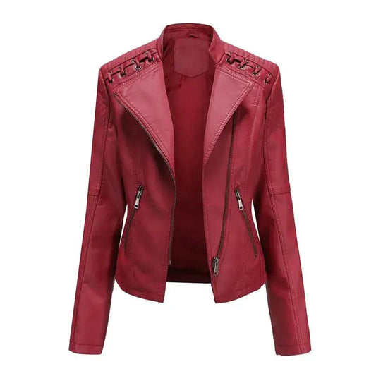 Chic Feminine Leather Coat - MANDOTOS