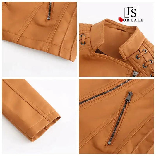 Chic Feminine Leather Coat - MANDOTOS