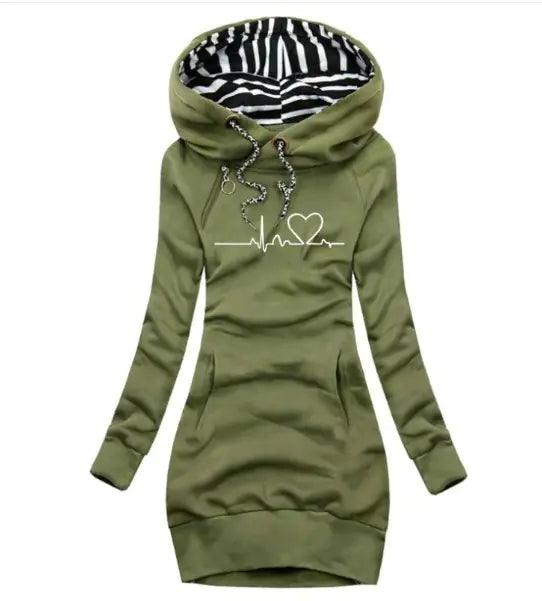 Chic Hooded Sweatshirt Dress - MANDOTOS