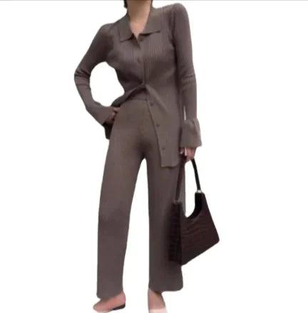 Chic Knit Collared Ensemble - MANDOTOS