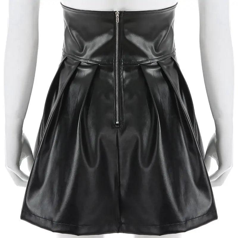 Chic Leather Lace-Up Skirt - MANDOTOS