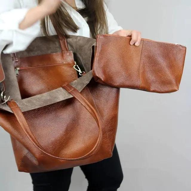 Chic Leather Tote Handbags - MANDOTOS