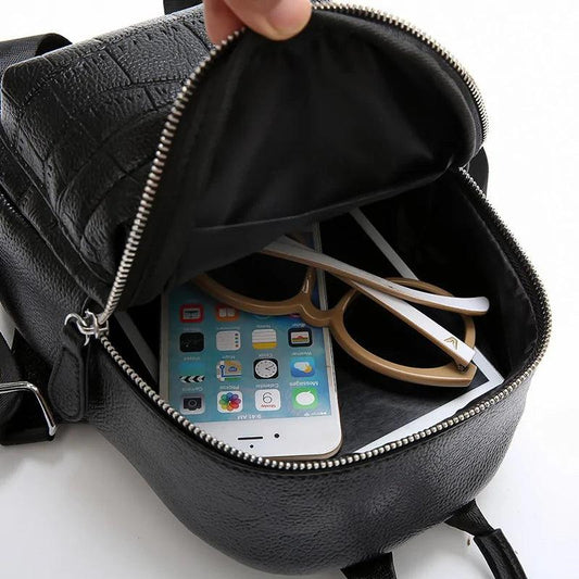 Chic Mini Leather Backpack - MANDOTOS