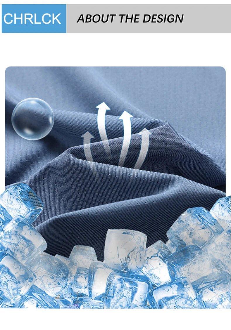CHRLCK Men's Running Quick Drying T-shirts Breathable Hiking Fishing Tees Soft Elasticity Outdoor Sports Short Shirt Summer - MANDOTOS