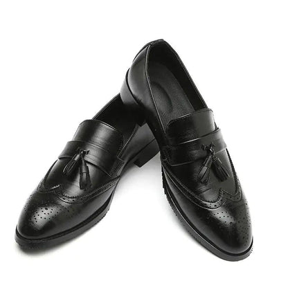 Classic Leather Tassel Loafers - MANDOTOS