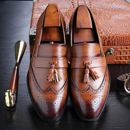 Classic Leather Tassel Loafers - MANDOTOS