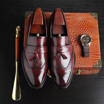 Classic Leather Tassel Loafers - MANDOTOS