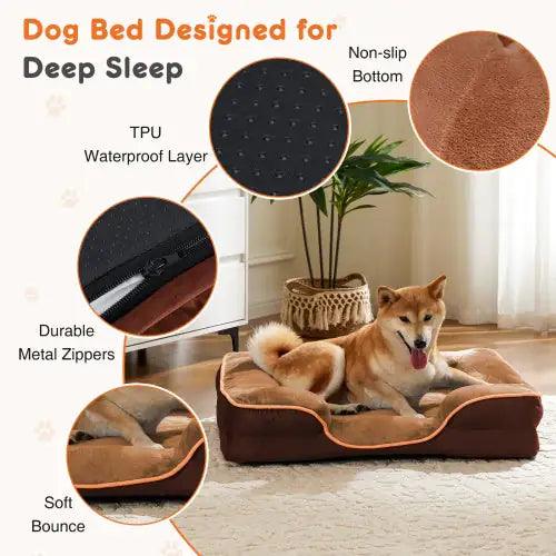 ComfyPet Orthopedic Memory Foam Bed - Medium Brown - MANDOTOS
