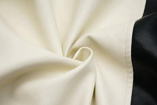Contrast Vegan Leather Jacket - MANDOTOS