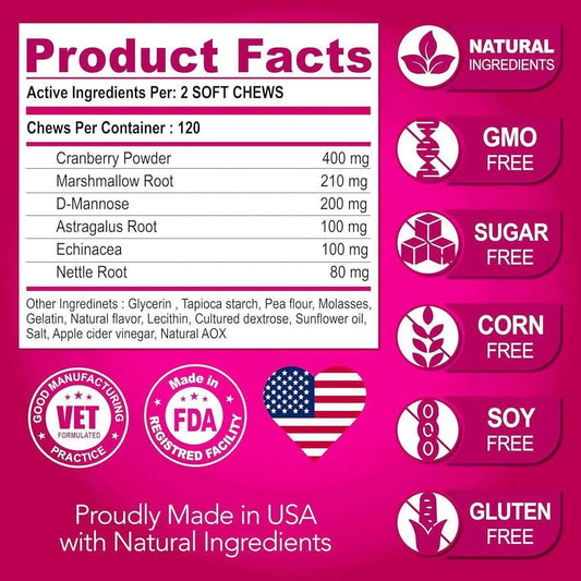 Cranberry Dog UTI & Bladder Control Chews - MANDOTOS