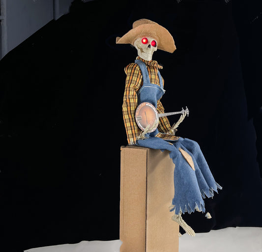 Light-Up Guitarist Skeleton: Spooky Halloween DecorationDefault