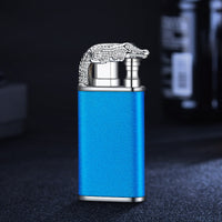 Creative Blue Flame Lighter Dolphin Dragon Tiger Double Fire Metal Winproof Lighter Inflatable Lighter - MANDOTOS