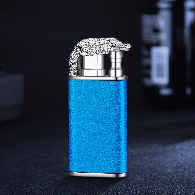 Creative Blue Flame Lighter Dolphin Dragon Tiger Double Fire Metal Winproof Lighter Inflatable Lighter - MANDOTOS
