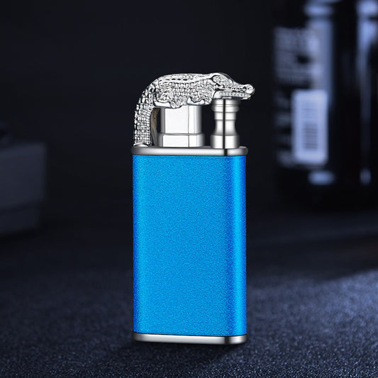 Creative Blue Flame Lighter Dolphin Dragon Tiger Double Fire Metal Winproof Lighter Inflatable Lighter - MANDOTOS