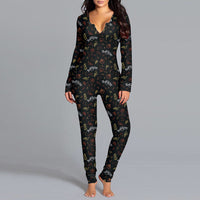 Halloween Printed Jumpsuit Long Sleeve Home Pajamas Casual Trousers Women's Cos Clothing - MANDOTOS