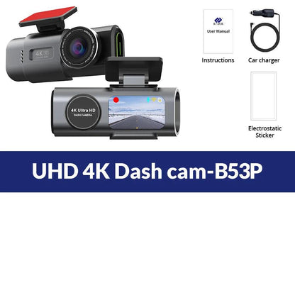 4K Dual Lens Dashboard Cam with Night Vision & GPS - Built-in Wi-Fi & Parking Mode - MANDOTOS