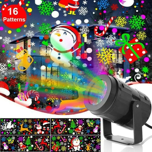 Christmas Party Lights Snowflake Projector Light Led Stage Light Rotating Xmas Pattern Outdoor Holiday Lighting Garden Christmas Decor - MANDOTOS