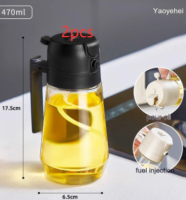 470ML Olive Oil Sprayer Dispenser For Cooking BBQ 2 In 1 Glass Oil Vinegar Soy Sauce Spray Kitchen Oil Bottle For Air Fryer - MANDOTOS