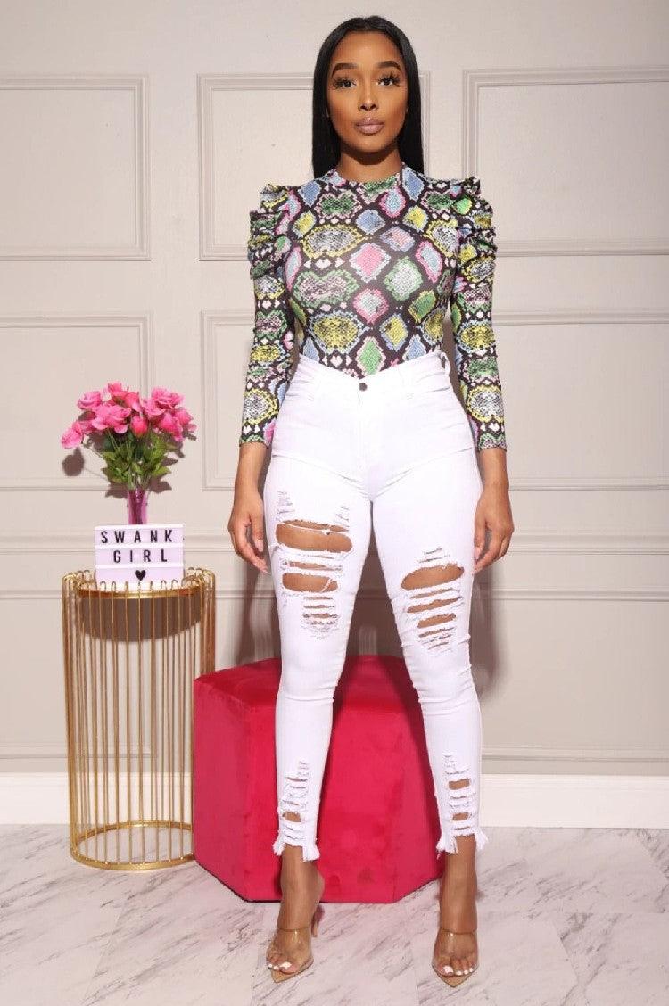 Denim Pencil Pants Slim Long Trousers Ripped Hole Stretch Feet Pants Female - MANDOTOS