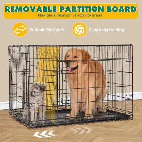 Dual Door Folding Dog Crate with Divider - MANDOTOS
