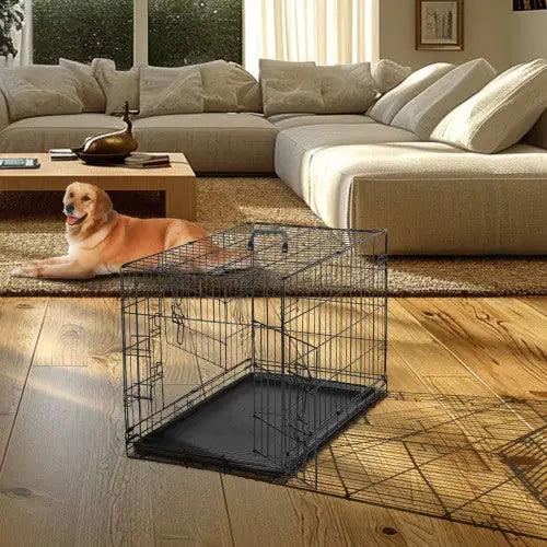 Dual Door Folding Dog Crate with Divider - MANDOTOS