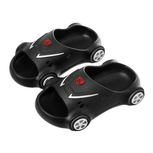 Kids glowing cartoon car slippers by Ancient Energy, luminous children's beach sandals with anti-slip soles for boys and girls.