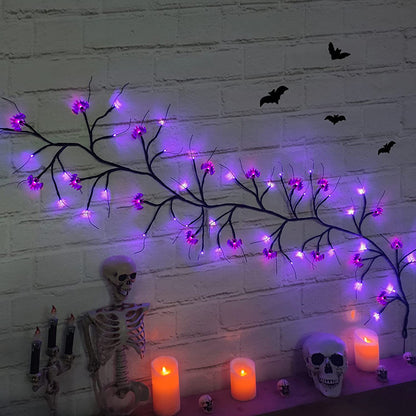 Halloween LED Willow Vine String Light Cool Cartoon Bat Pumpkin Decoration For Indoor Outdoor Party House Decor - MANDOTOS