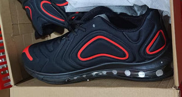 Casual Air Cushion Black Shoes Men Outdoor Breathable Lace-up Sneakers Running Sports Shoes - MANDOTOS