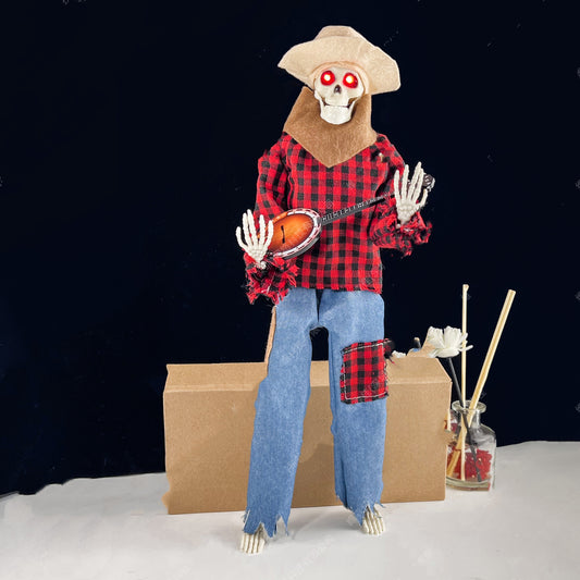 Light-Up Guitarist Skeleton: Spooky Halloween DecorationDefault