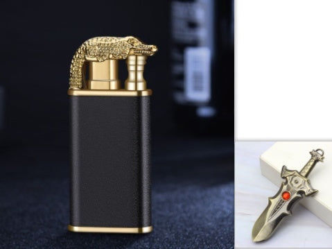 Creative Blue Flame Lighter Dolphin Dragon Tiger Double Fire Metal Winproof Lighter Inflatable Lighter - MANDOTOS