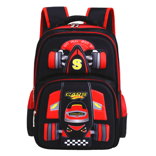 Three-dimensional Ancient Energy boys' school trolley bag with colorful car design for primary school children.