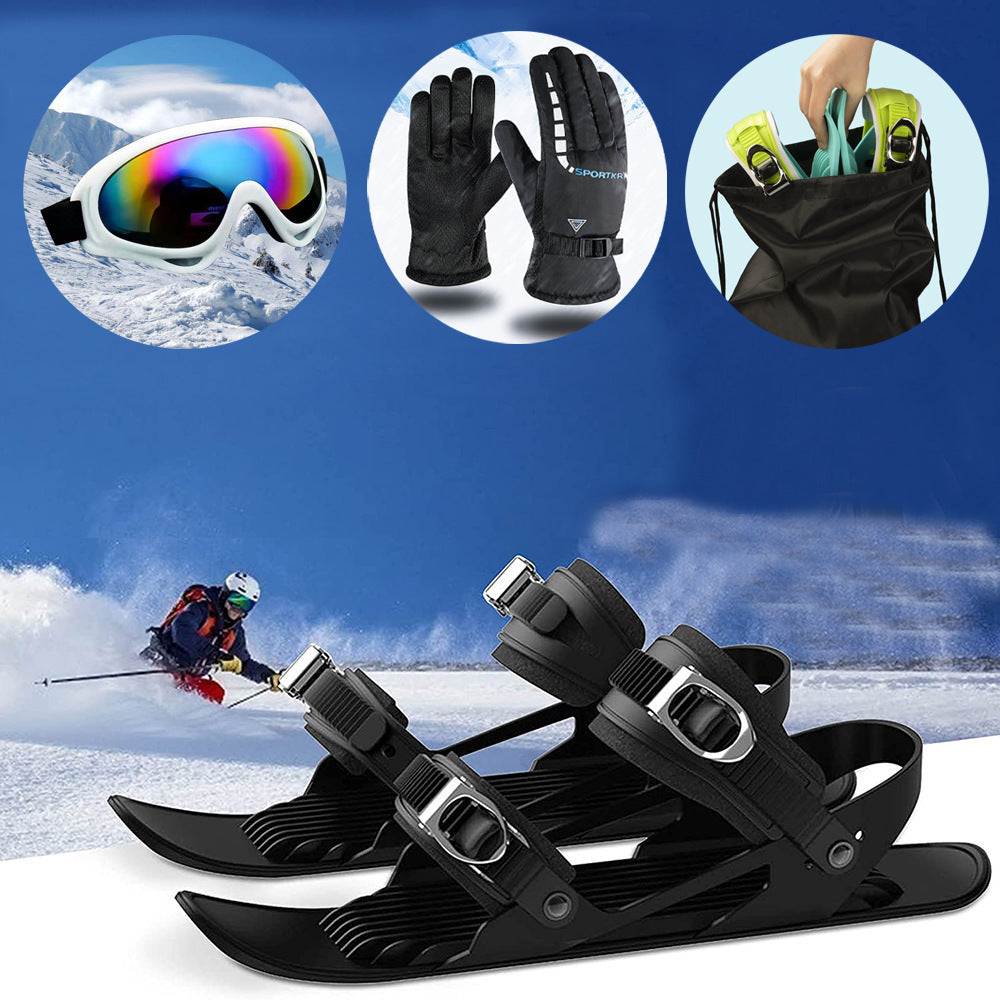 Mini Ski Skates Portable Short Skiboard Adjustable Skates Shoes For Snow - MANDOTOS