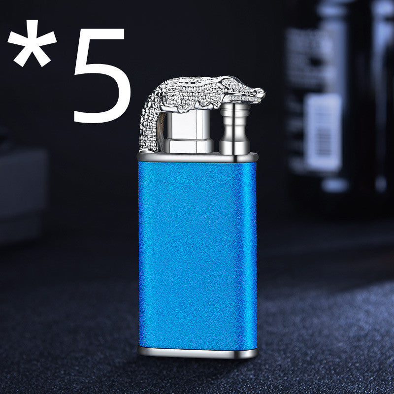 Creative Blue Flame Lighter Dolphin Dragon Tiger Double Fire Metal Winproof Lighter Inflatable Lighter - MANDOTOS