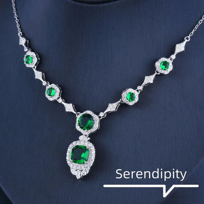 Emerald Elegance White Gold Necklace - MANDOTOS