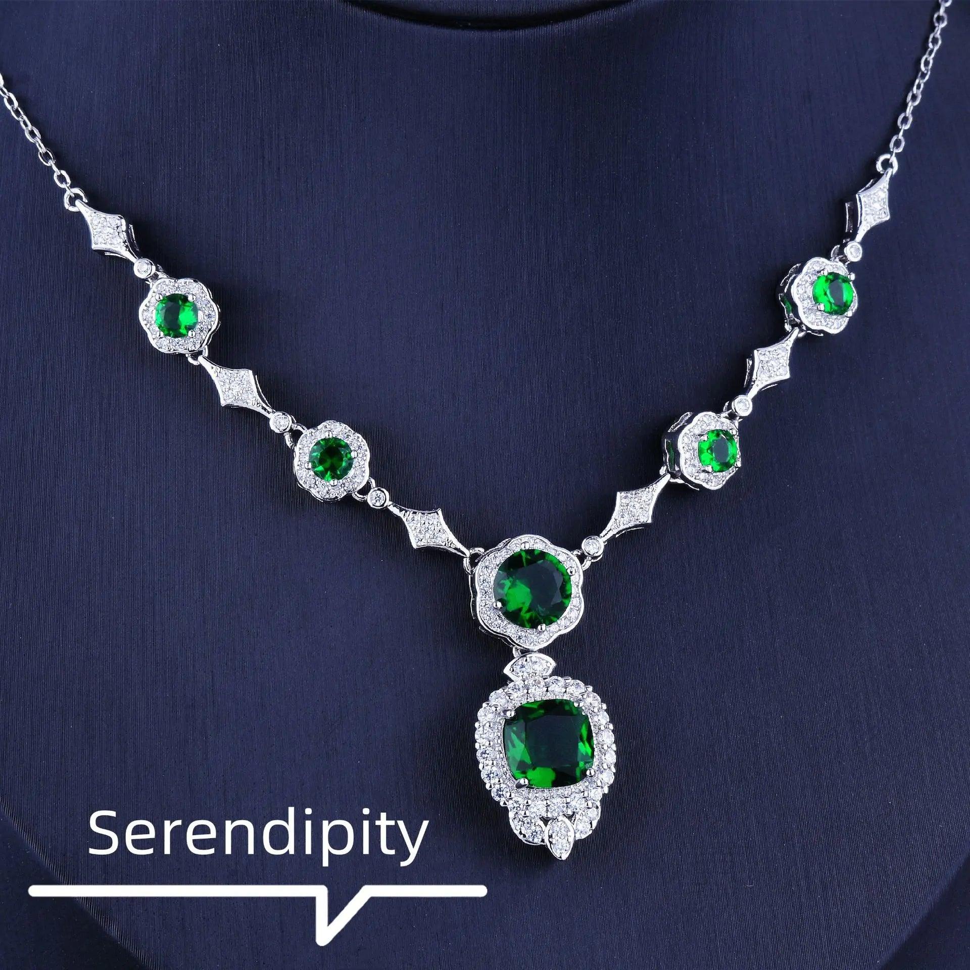 Emerald Elegance White Gold Necklace - MANDOTOS