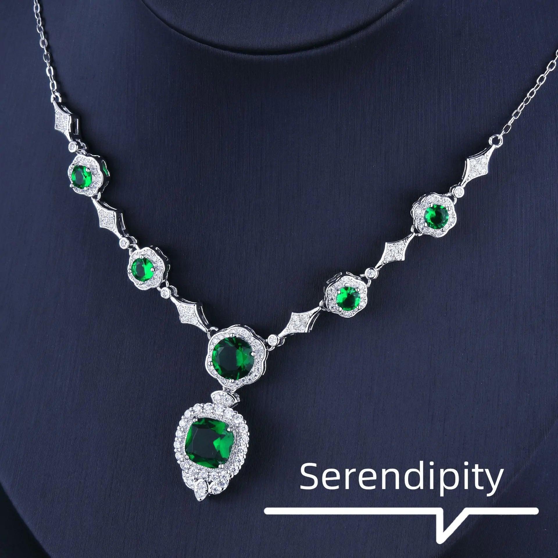 Emerald Elegance White Gold Necklace - MANDOTOS