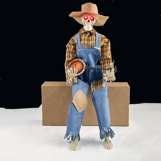 Light-Up Guitarist Skeleton: Spooky Halloween DecorationDefault