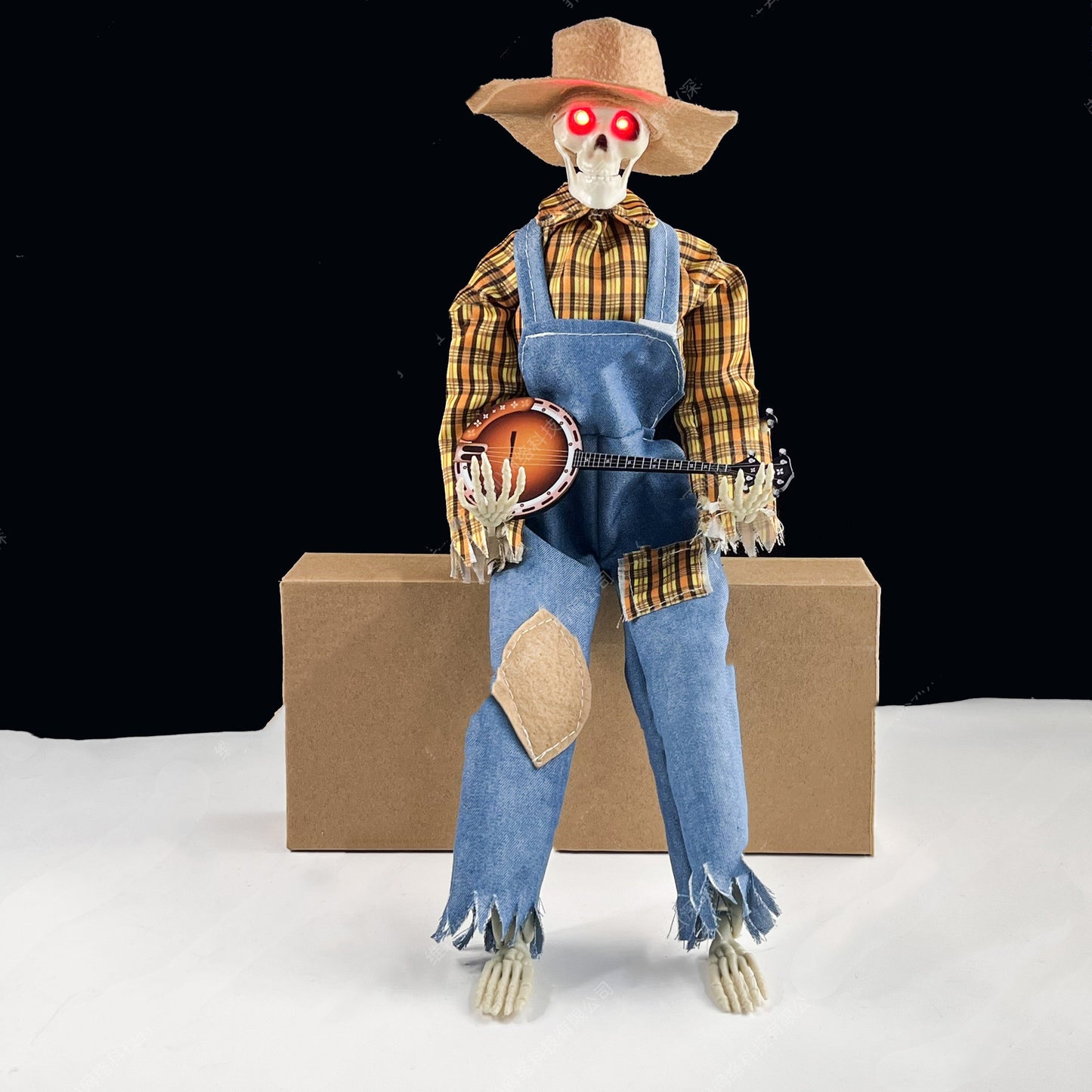 Light-Up Guitarist Skeleton: Spooky Halloween DecorationDefault