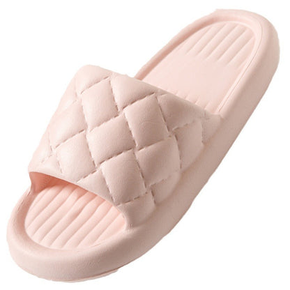 New Rhombus Home Slippers Summer Non-slip Floor Bathroom Slipper Lightweight Simple House Shoes For Women Men - MANDOTOS