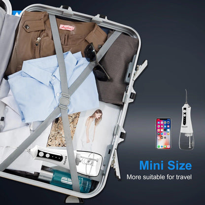 Fairywill Oral Irrigator Portable Water Flosser Dental Teeth Cleaning Waterproof USB Charge With 5 Jets For Braces, Travel - MANDOTOS