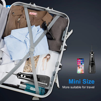 Fairywill Oral Irrigator Portable Water Flosser Dental Teeth Cleaning Waterproof USB Charge With 5 Jets For Braces, Travel - MANDOTOS