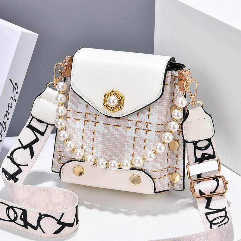 Fashion Women'S Crossbody Bag Girl'S Cute Princess Wallet Classic Shoulder Bag Summer Pearl Chain Phone Bag - MANDOTOS
