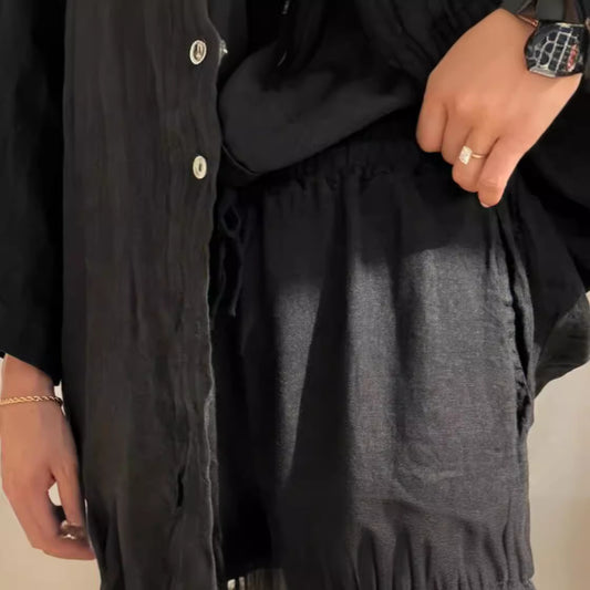 Casual Polyester Pocket Shirt Pants Suitable For Women's Wide Leg Pants, Long Sleeved Shirt Set, Women's Loose High Street Two-piece Set - MANDOTOS