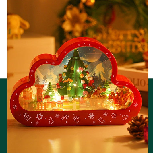 Christma New Style Assembled Building Block Toys Cloud Night Lamp Decorative Mirrors Frame LED Table Lights Creative Desk Bedroom Handmade Birthday Gifts - MANDOTOS