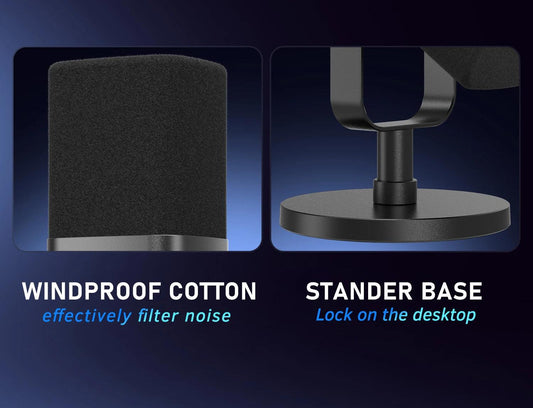 Dynamic USB/XLR Microphone with Touch Mute Button and Headphone Jack for PC and Gaming - MANDOTOS