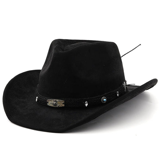 Unisex western cowboy hat with ethnic style, made by FitiqueFit, featuring a classic brim and traditional design, suitable for fashion.