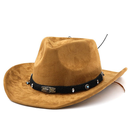 Unisex western cowboy hat with ethnic style, made by FitiqueFit, featuring a traditional brim and decorative band.