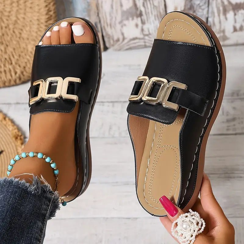 FitiqueFit chain wedge platform peep-toe sandals in five colors, EU sizes 36-45, featuring stylish design and comfortable heel height.