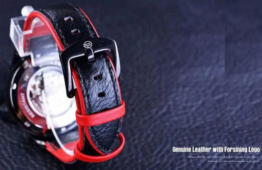 Forsining Scarlet Leather Timepiece - MANDOTOS
